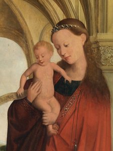 Detalj av Madonna med Petrus Wijts (olja på panel) av Flemish School