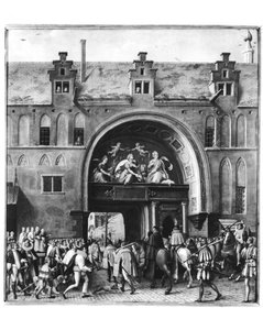 Hercule Francois av Frankrike, hertig av Alencon (1554-84) inresa i Antwerpen, 19 februari 1582 av Flemish School