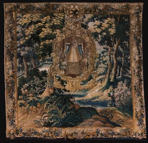 flamländsk gobeläng. Landskap med den svarta Madonnan. Atelier i Oudenaarde. 1665. av Flemish School