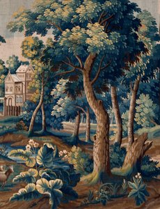 flamländsk gobeläng. Slutet av 1600-talet. Egendom av kyrkan Sint-Walburgakerk Oudenaarde (Dekenij van de Sint-Walburga). av Flemish School