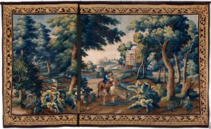 flamländsk gobeläng. Slutet av 1600-talet. Egendom för kyrkan Sint-Walburgakerk Oudenaarde (Dekenij van de Sint-Walburga). av Flemish School