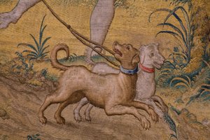 flamländsk gobeläng. Serie Fable of Ovidius: Rånet av Ganymedes. Atelier Willem de Pannemaker, Bryssel. Före 1556. Detalj. av Flemish School