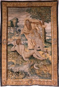 flamländsk gobeläng. Serien Genesis eller The Creation Man. Gud skapar kvinnan och introducerar henne för Adam (Dios crea a la mujer y la presenta a Adán). Modell baserad på Michiel Coxcie. Tillverkar Jan Aerst i Bryssel. Ca 1630. Tyg Siden och ull. av Flemish School