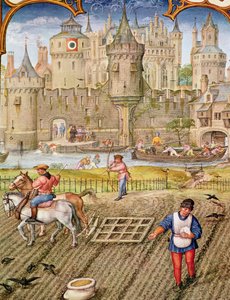 Fol.10v Oktober månad: Sådd, från Breviarium Grimani, c.1515 av Flemish School