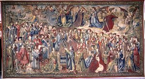 Nathan förebrår David, tapet av David och Batseba, c.1510-15 (gobeläng) av Flemish School