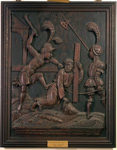 Vår Frälsare faller medan han bär korset, från kapellet, ca 1520 (trä)