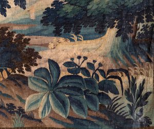 Sockenkyrka (Saint Walburga kyrka). Flamländsk gobeläng "Verdure". Oudenaarde. Slutet på 1600-talet - början av 1700-talet. Egendom av kyrkan Sint-Walburgakerk Oudenaarde.