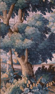 Sockenkyrka (Saint Walburga kyrka). Flamländsk gobeläng "Verdure". Oudenaarde. Slutet på 1600-talet - början av 1700-talet. Egendom av kyrkan Sint-Walburgakerk Oudenaarde. av Flemish School