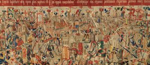 Sockenmuseum för gobelänger (Parish Museum of Tapestries of Pastrana). flamländsk gobeläng. Take of Arcila (Take of Arcila, Assault of Arcila, De inname van Arzila). Serie Erövringar av kung Alfonso I av Portugal (Erövringar av Alfonso V av Portugal). Tour av Flemish School
