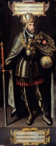 Porträtt av Karl V (1500-1558) kung av Spanien, kejsare av det heliga romerska riket. Målning av den flamländska skolan