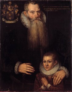 Porträtt av Charles de Conde (1535-1602) och hans son John 1592 Målning av den flamländska skolan på 1600-talet. Mått 0,81 x 0,64 m. Versailles, Musee des chateaux de Versailles et Trianon av Flemish School