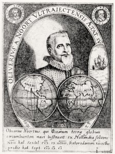 Porträtt av Oliver Noort (1558-1627) vid 42 års ålder av Flemish School