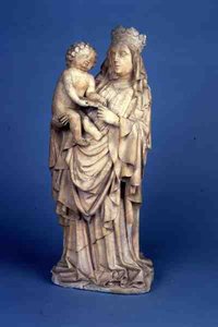 Skulptur av Madonnan och barnet från Liège eller Meusedalen (alabaster) av Flemish School