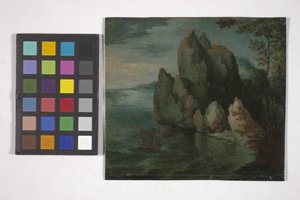 高い崖のある海景（銅に油彩）スウェーデン語 av Flemish School