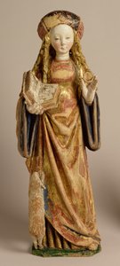 St. Agnes, School of Mechelen, ca 1500 (polykrom och förgylld ek) av Flemish School