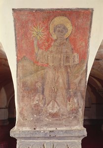 St Bernardino av Siena, väggmålning från kryptan av Flemish School