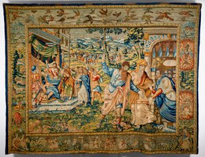 Den helige Paulus med Barnabas utvisad från platsen där han predikade (textil) av Flemish School