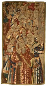 Tapestry, A Jewish Gathering, tillverkad i Flandern, Belgien, möjligen mitten av 1400-talet (ull) av Flemish School