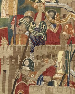 Gobeläng som visar erövringarna av kung Alfonso V av Portugal (Conquistas de Alfonso V de Portugal), Tournai. Detalj. (Ull och siden) av Flemish School