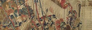 Gobeläng som visar erövringarna av kung Alfonso V av Portugal (Conquistas de Alfonso V de Portugal), Tournai. Detalj. (Ull och siden) av Flemish School