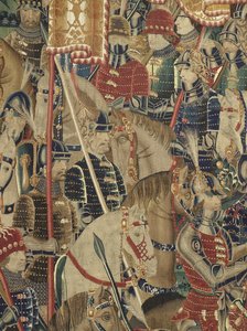 Gobeläng som visar erövringarna av kung Alfonso V av Portugal (Conquistas de Alfonso V de Portugal), Tournai. Detalj. (Ull och siden) av Flemish School