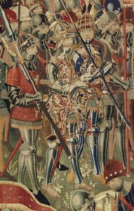 Gobeläng som visar erövringarna av kung Alfonso V av Portugal (Conquistas de Alfonso V de Portugal), Tournai. Detalj. (Ull och siden) av Flemish School