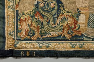 Gobeläng som visar erövringarna av kung Alfonso V av Portugal (Conquistas de Alfonso V de Portugal), Tournai. Detalj. (Ull och siden) av Flemish School