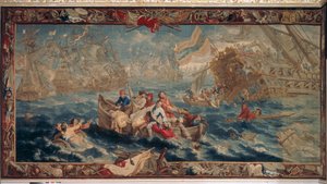 Slaget vid La Hogue, maj 1692, från The Military Science-serien, Workshop of Judocus de Vos, c.1715-24 av Flemish School