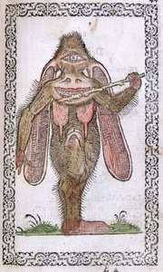 The Cyclops, illustration från The Habits and Portraits of Almost All Nations and Contemporary Nations av Jean Sluperji, Antwerpen, 1572 (träsnitt i färg) av Flemish School