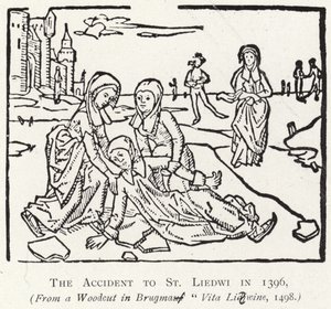 Olyckan till St Liedwi 1396 av Flemish School