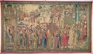 Transport av förbundsarken, Davids och Batsebas gobeläng, ca 1510-1515 av Flemish School