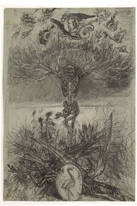 Holländska: Slutlig ritning till framsidan av Les Epaves av Charles Baudelaire av Félicien Rops
