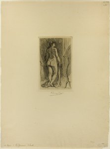 Stående kvinna med en päls av Félicien Rops