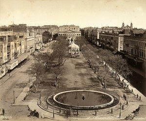 Alexandria, Egypten: Konsulernas torg, med en stor rund fontän av Félix Bonfils