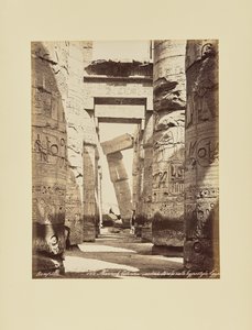 Karnak. Lutande pelare i hypostylhallen, Egypten av Félix Bonfils