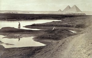 Pyramiderna i Giza, ca 1880 (svartvitt foto) av Félix Bonfils