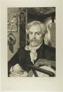 Porträtt av Edmond de Goncourt av Félix Henri Bracquemond