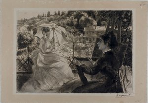Terrassen på Villa Brancas av Félix Henri Bracquemond