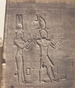 Dendera Tentyris, Athors tempel - Bakre ansikte - Cleopatra och ..., 1851-52, tryckt 1853-54. av Félix Teynard