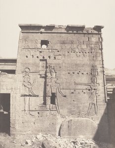 Ön Fileh Philæ, andra pylonen - östra delen sett från Pla..., 1851-52, tryckt 1853-54. av Félix Teynard