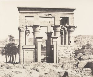 Ön Fileh Philæ, byggnad från öst - Västra fasaden - Utsikt över P..., 1851-52, tryckt 1853-54. av Félix Teynard