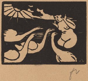 Badande med svanar av Félix Vallotton