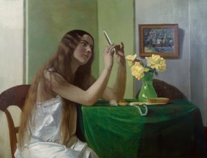 Ung flicka med spegel av Félix Vallotton