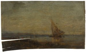 Framför Martigues, det gula seglet, ca 1875 (olja på trä) av Félix Ziem