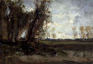 Dammen, mellan 1850 och 1860 (olja på papper på duk) av Félix Ziem