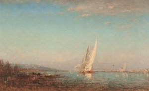 Martigues, det vita seglet, mellan 1890 och 1895 (olja på trä) av Félix Ziem