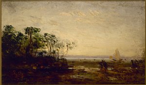 Martigues, skymningseffekt, mellan 1850 och 1900 (olja på trä) av Félix Ziem