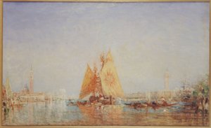 Venedig, Trabaccolo med gult segel, mellan 1870 och 1890 (olja på duk) av Félix Ziem