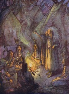 Rödskinn och deras wigwams (färglitografi)