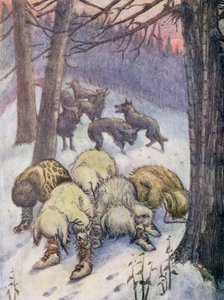 Vargar (färglitografi)